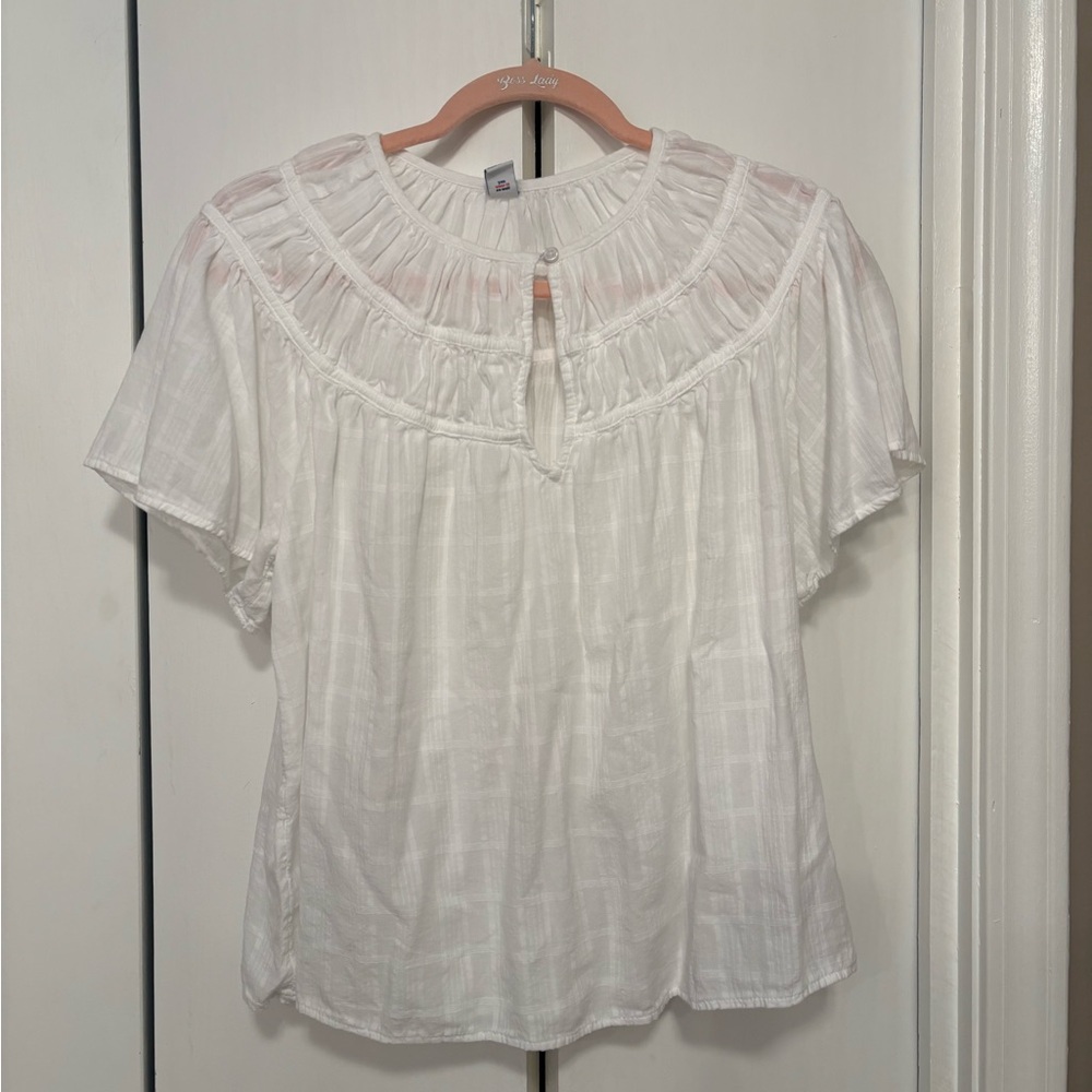 Old Navy White Short-Sleeve Peasant Top